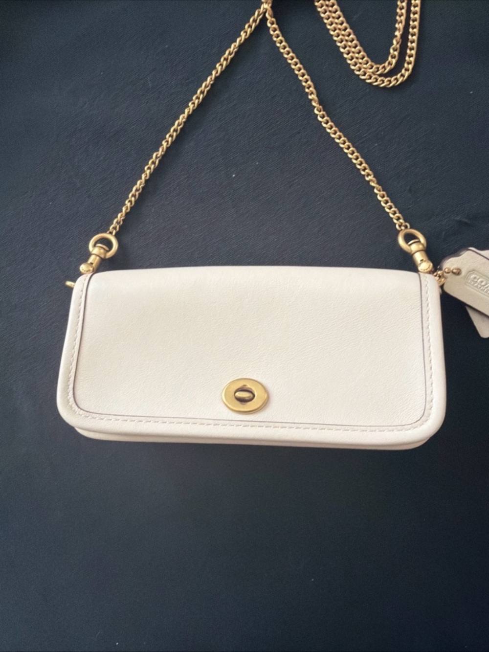 NWOT Coach Glovetanned Leather Mini Dinky Bag Chain Crossbody NWT CZ108 in Chalk - Picture 2 of 8